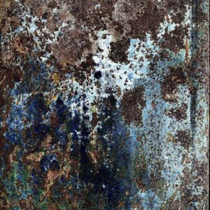 corrosion de métal, photo d'art abstraite, pictural, nuances de bleu et de brun.